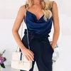 Kvinnors tankar kvinnor lång sidenliknande satin topp camis camisoles strappy skjortor sexiga gröna vita vintage toppar femme kläder damer