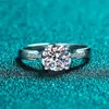 Zilver 1 Uitstekende gesneden diamanten test voorbij d kleur hoge helderheid koehoofd ring 925 sieraden vrouwelijk bruiloft240412