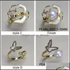 Jewelry Settings Shell Ring Freshwater Pearls Rings For Women Pearl Finger Fashion Adjustable Size Jewellery Gift Accessories Drop De Dhlr8