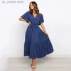 Basic Casual Kleider Frauen Chiffon Kleid 2022 Sommer Schnürbutterfly Slve Casual Ruffle V-Neck Fashion Party Vestidos Sexy Bohemian Robe Femme 1 T240415