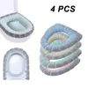 Oreiller 4pcs Salle de bain douce plus épaisse couvercle de siège de toilette pad-warmer stretchable fibres installation facile couvercle de couvercle confortable