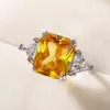 Anelli per matrimoni 2024 Bande di colori in argento zircona giallo a forma di geometrico per donne accessori brillanti