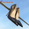 Scarpe eleganti comodi tacchi alti morbidi per la pelle serpente a bocca aperta con la bocca superficiale singola 12 cm da donna a punta di punta di punta