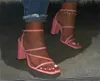 Różowe sandały letnie wygodne i wszechstronne opentoe high -heeled sandałowy sandał swobodny kolor stały kolor na zewnątrz buty plus size sandały 210325848339