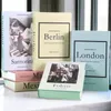 London York Paris Luxury Fante Fake Books Decoration Decoration Box Book Decorative Book Cabinet Cafe Bar 240409