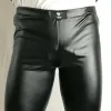 Pants New Sexy Zipper Designer Mens Skinny Pencil Pants Pu Leather Stretchy Man Long Trousers Punk Plus Size Motorcycle Biker Pants