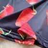 Vestidos casuais Vestido de morango vintage vestido de ombro para mulheres no outono e mini mini de pish shash mini de manga longa slim slim