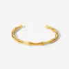 Bangle Carlidana Simples aço inoxidável de aço dourado Bamboo Banlestrend Bracelete para homens Jóias de moda de festa de festa romântica 24411