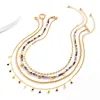 4PCS / Set Boho Collier de tour de cou à paillettes à paillettes en cristal coloré pour femmes Bijoux Y2K