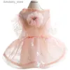 犬のアパレルズクロドイン夏の薄猫プリンセススカートlihtweiht tulle frill ede pink purple dress pet clothin l3635 l49