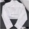 قمصان البلوزات النسائية الربيع للسيدات مصممة قميص بلوزة فاخرة أزرار الأزياء ذات الأكمام الطويلة الأكمام على الأصفاد البيضاء إلى DHBM9