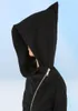 Men039s Hoodies Wizard Hat Oblique Zipper Punk Rock Hiphop Streetwear Gothic Style Diagonal Zip Up Black Cloak Hoodie Jacket Fo9117570