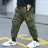 Pants Boys Pants Solid Color Cargo Pants Teenage Boys Multipocket Pants Children's Spring and Autumn Boys Casual Pants Streetwear