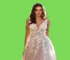 Gracieful V Neck Beach Wedding Dresses Backless 3D Floral Appliced ​​spets brudklänningar Tulle Vestido de Novia Plus Size4814537