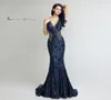 Sexy Vestidos de graduación 2019 mangas Vneck Mermaid Beads brillante vestidos de noche longitudes listos lx2358021306