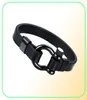 Vis en acier inoxydable pour hommes Post Ancla Bracelet en cuir de chaînes en bracelet en bracelet en bracelet de chariot marin nautique noir Bijoux masculin 4809346