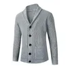 Chandails masculins 2024 Hiver Simple Color Color Sweater Knitwear Grande veste cardigan décontractée