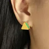 Chaines Jewelry oudianya EH159 Jolie Design Hong Kong Style Moles d'oreilles Triangle acrylique à rayures vertes simples