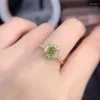 Кластерные кольца классический овальный регулируемый кольцо инкрустации зеленый хрустальный кубический цирконий минималистский украшение для женщин.