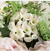 Decorative Flowers Blue Silk Bouquets Artificial Forest Hydrangea Peony Bud Wedding Bride Hand Bouquet Home Garden Desktop Flower