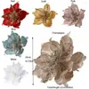 Dekorativa blommor 22 cm Champagne Flower Pendants Xmas Tree Ornaments God juldekoration Happy Year Accessories