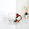 Vinglasögon Luxuriant Emalj Färgad glasskopp Värmebeständig med locket Europeiskt stil Flowere Rose Handle Coffee Mug Present