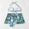 Damskie stroje kąpielowe 2024 Seksowna patchwork Dwukomowy zestaw modny wzór dekoracyjny pusty bikini pasek kąpielowy Kobiet Trójkąt Trójkąt Puchar plażowy garnitur plażowy