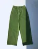 Pantalon féminin automne, silhouette silhouette verte native coton coton twill à jambes larges