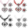 Halskette Ohrringe Set modisch Herz Anhänger Edelweiss für Frauen Ribbon Kabel Choker Oktoberfest Party Bankette Schmuck 97QE