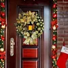 Decorative Flowers LED Lamp Christmas Wreath Indoor Outdoor With Lantern Seasonal Ornament Decoration For Front Door Wall