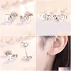 Boucles d'oreilles Stud Real Pure Platinum 950 Femmes Lucky Coeur sculptée Je t'aime 1,8-2g Drop Livrot Jewelry Dhwgf