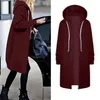 Kvinnors hoodies Maternity Fleece Jacket Womens dragkedja upp tröja Varma rockar dragkedja Öppna tröja Lång kappa kläder Storlek