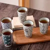 Tasses Saucers en céramique japonaise en céramique peinte en fleur de cerise créative sous la tasse à thé glacée en porcelaine grande tasse de bière à lait rétro à la casse de bureau