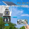 PTZ Cameras LLSEE V380 Pro dual lens wireless CCTV outdoor solar WIFI camera PTZ 8MP 4K IP security camera monitoring 10X magnification C240412