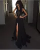 Nigeria Black A Line Prom Robes 2019 Sexy Side Slit Sheer Lace Bust Sweeples Sweep Long Night Party Robes Murffon Jirt3421350