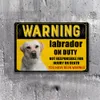 Beware Of Dog Signs For Fence, 8x12 In Vintage Metal Sign Funny Dog Warning Signs For Yard, Labrador Dog On Duty Tin