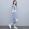 Sommer dünne Jeans zweiteilige Frauen Mode komfortable Kurzarmanzug