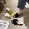 Chaussures pantoufles femme 2024 Pantofle d'été glissements de luxe Low Med Designer Coton Fabric Rome Fashion Basic Basic Hoof Talons