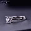 Yuzbt Women Modery 18k Gold White Gold 1 Ct Tester de diamantes de corte brillante Pasado D Color de la cabeza de vaca Joyería de boda240412