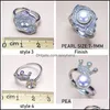 Smyckesinställningar Nya stilar Pearl Rings Zircon Ring 925 Sier for Women Girl Justerbar tom DIY Gift Drop Delivery DH4RC