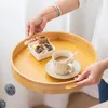 Assiettes Bamboo Home Decor Tray Party Round Servant avec des poignées pour la cuisine Outdoor divertissant Café