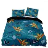 Bedding Sets Elegant Blue Duvet Cover Tropical Leaves Flowers Print Set With Pillowcase Quality Soft For Double Twin Size