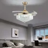 Ventilador de teto de lustre de cristal de ouro luxuoso com controle remoto - Fandelier elegante para quarto e sala - 3 velocidades, 3 luzes - 42 polegadas