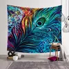 Tapisseries 3D Colorful Peacock Feather Tapestry Bohemian Art Print Wall Hanging Room Decor 95x73cm /150x100cm /150x130cm