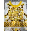 基本的なカジュアルドレスヨーロッパファッションブランドの黄色の磁器プリント収集ウエストジャックベストミニドレスドロップデリバリーアパレル女性otijw