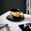 Tazze di piattini espresso tazza di fascia di lusso di nicchia di lussuoso sentimento di moda grossolana di ceramica nera tazze da caffè nero