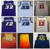 Quality Embroidery Vintage 32 Karl Malone Jersey 12 John Stockton Jersey Purple White Sportwear Donovan Mitchell Orange Sti7390704