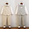 Blazers de colete infantil definido moda xadrez de meninos bonitos para casamentos de verão para criança, fantasia de aniversário uniforme escolar 8 y 240401