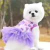 Summer Lace Chiffon Dress For Small Medium Dog Flower Fashion Party Birthday Wedding Cute Clothes Puppy Pet Skirt Costumes 240411