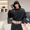 Herrtröjor Luzhen 2024 Spring Trendy High Street Personlighet Huven Kort Pullover Men Zipper Design Originell tröjor Tops kläder